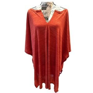 Hayden Los Angeles Burnt Orange Crochet Trim Tunic Cape Top Women’s Small